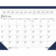 House of Doolittle Academic Desk Pad Calendar - Academic - Julian Dates - Monthly - 14 Month - July 2026 to August 2027 - 1 Month Single Page Layout - 2.13" x 3" Block - Desk Pad - Blue - Simulated Leather, Vinyl - 1 Each