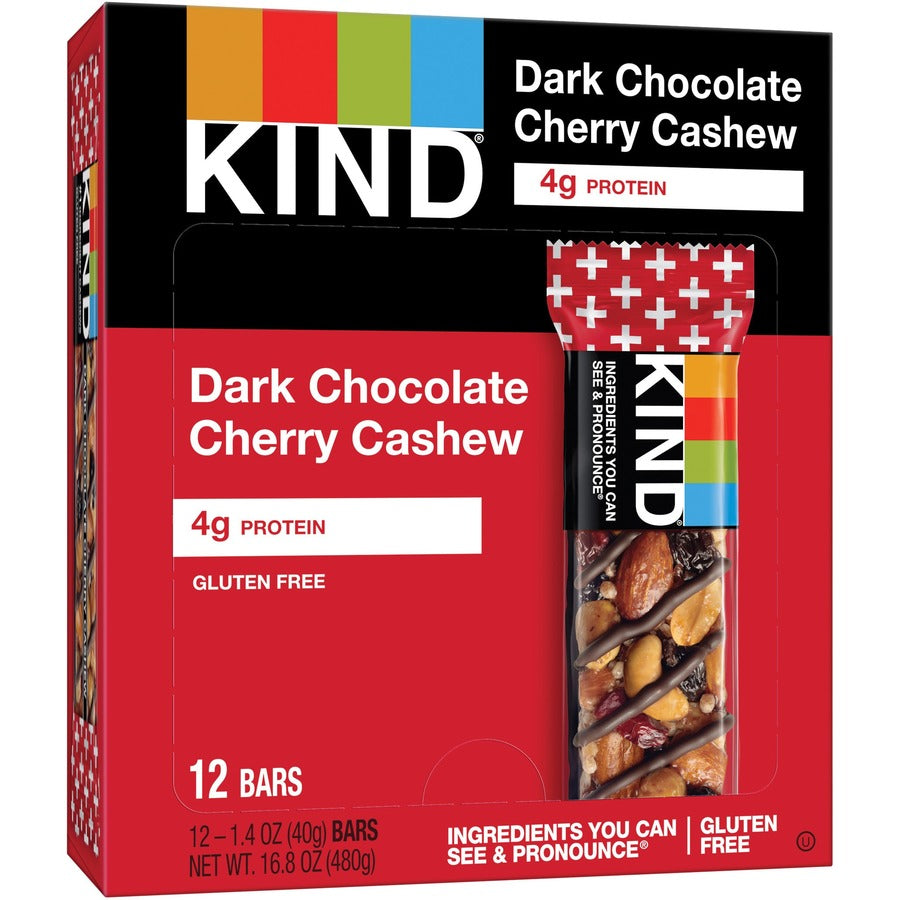 Cholesterol-free, Non-GMO, Gluten-free, Individually Wrapped - Dark Chocolate Cherry Cashew - 1.40 oz - 12 / Box