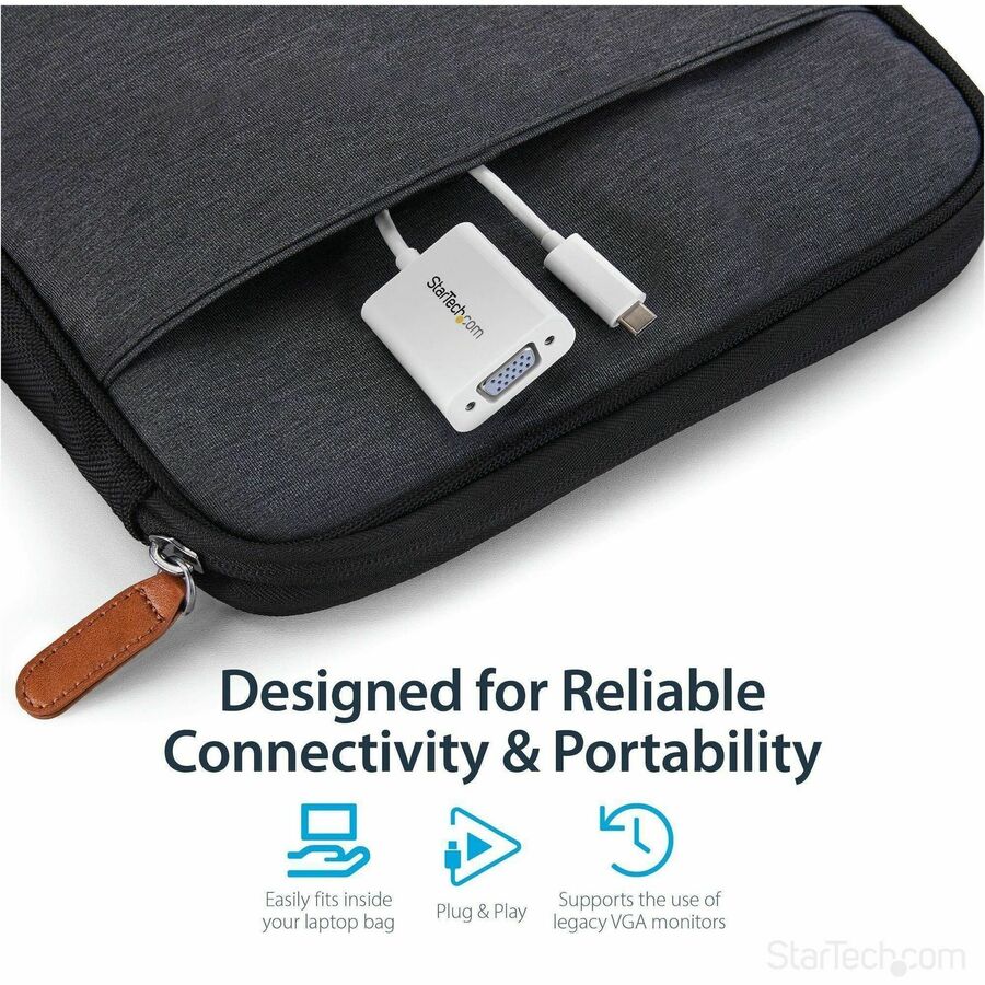 StarTech.com USB-C to VGA adapter - USB Type-C to VGA Video Converter - White