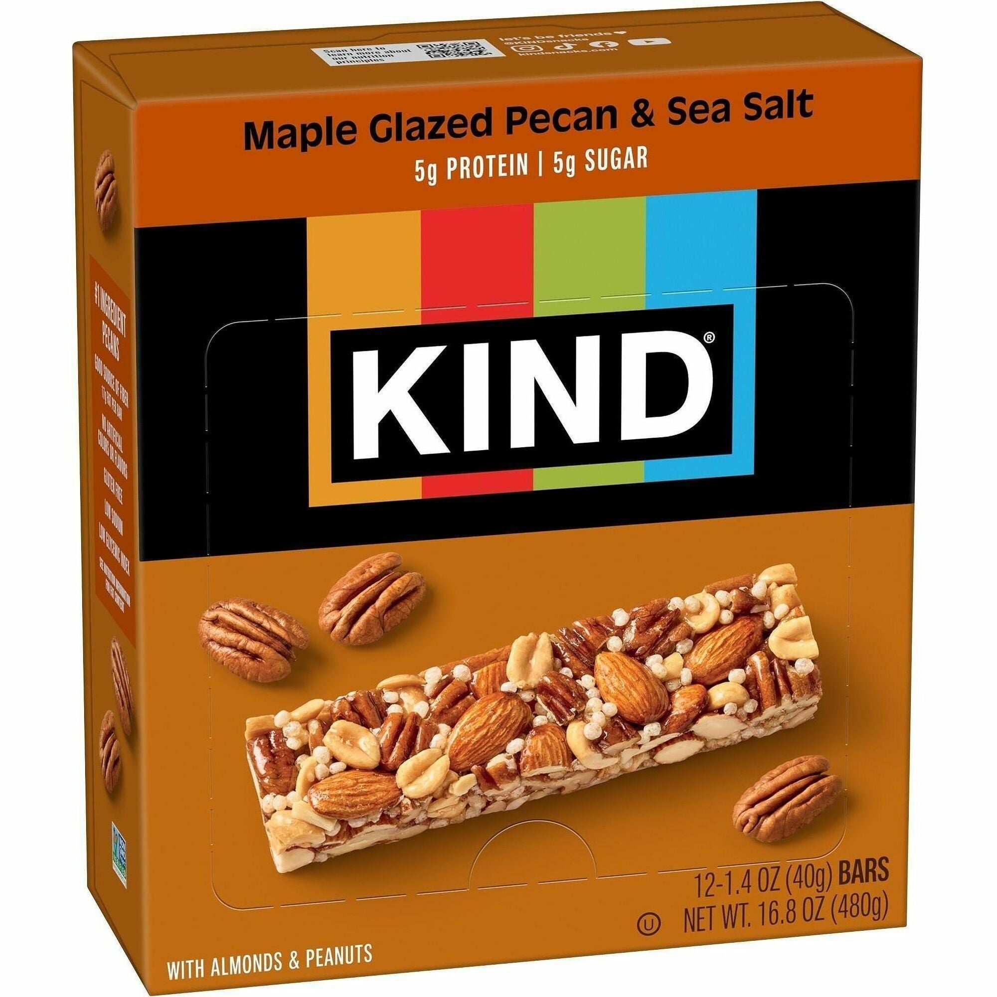 Gluten-free, Cholesterol-free, Non-GMO, Individually Wrapped - Maple Glazed Pecan & Sea Salt - 1.40 oz - 12 / Box