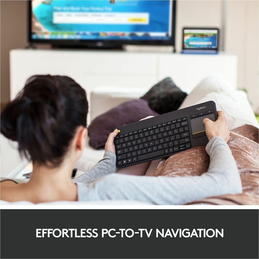Wireless Connectivity - USB Interface - Mute, Volume Up, Volume Down Hot Key(s) - English, French - QWERTY Layout - Smart TV, Computer - TouchPad - Black