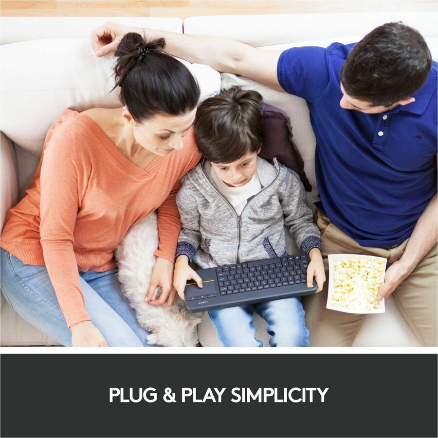 Wireless Connectivity - USB Interface - Mute, Volume Up, Volume Down Hot Key(s) - English, French - QWERTY Layout - Smart TV, Computer - TouchPad - Black