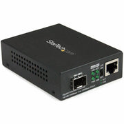 StarTech.com Gigabit Ethernet Fiber Media Converter with Open SFP Slot, 1 x RJ-45 Port, 1 x SFP Slot, AC Adapter, Desktop/Wall Mountable, TAA Compliant, Packaged Quantity: 1 Each