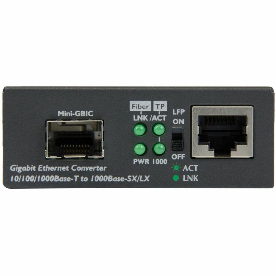 StarTech.com Gigabit Ethernet Fiber Media Converter with Open SFP Slot, 1 x RJ-45 Port, 1 x SFP Slot, AC Adapter, Desktop/Wall Mountable, TAA Compliant, Packaged Quantity: 1 Each