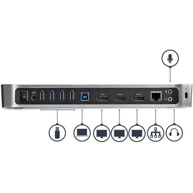 StarTech.com Triple-Monitor Docking Station for Laptops - USB 3.0