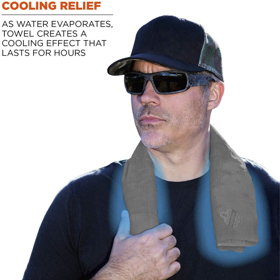 Ergodyne Evaporative Cooling Towel - Gray - 1 Each