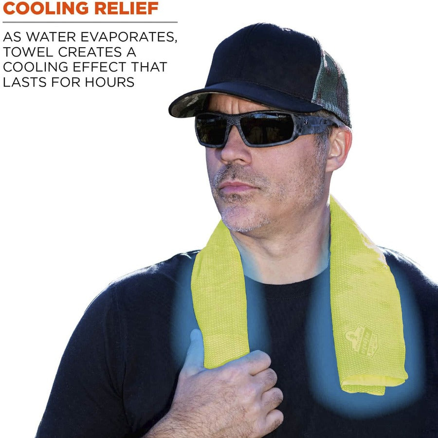 Ergodyne Evaporative Cooling Towel - High Visibility Lime - 1 Each
