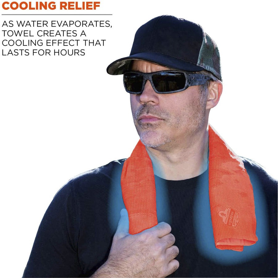 Ergodyne Evaporative Cooling Towel - Orange - 1 Each