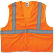 Ergodyne Class 2 Orange Super Econo Vest - Large/Extra Large - Orange - Reflective, Machine Washable, Lightweight, Hook & Loop Closure - 1 Each