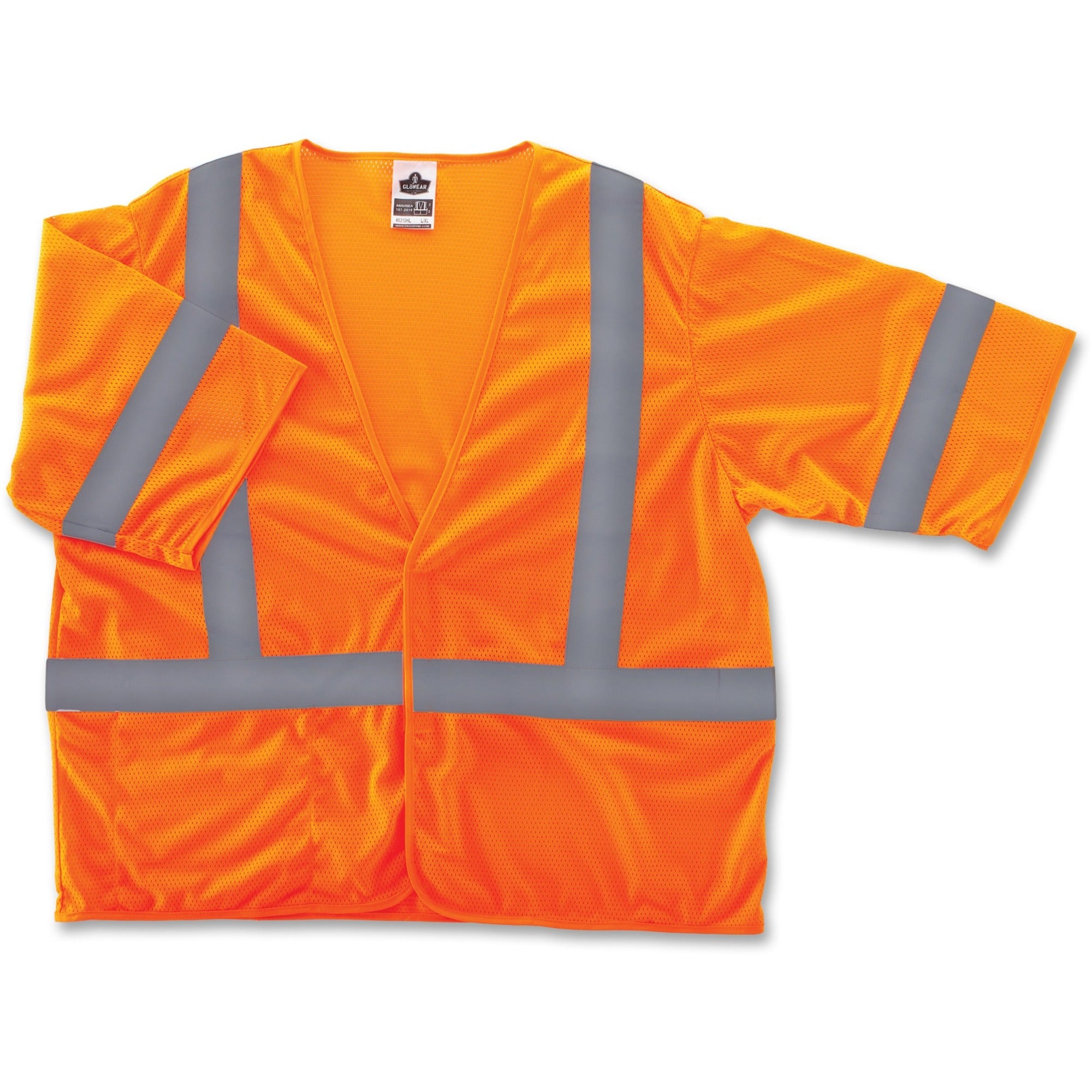 Large/Extra Large - Orange - Reflective, Machine Washable, Lightweight, Pocket, Hook & Loop Closure - 1 Each