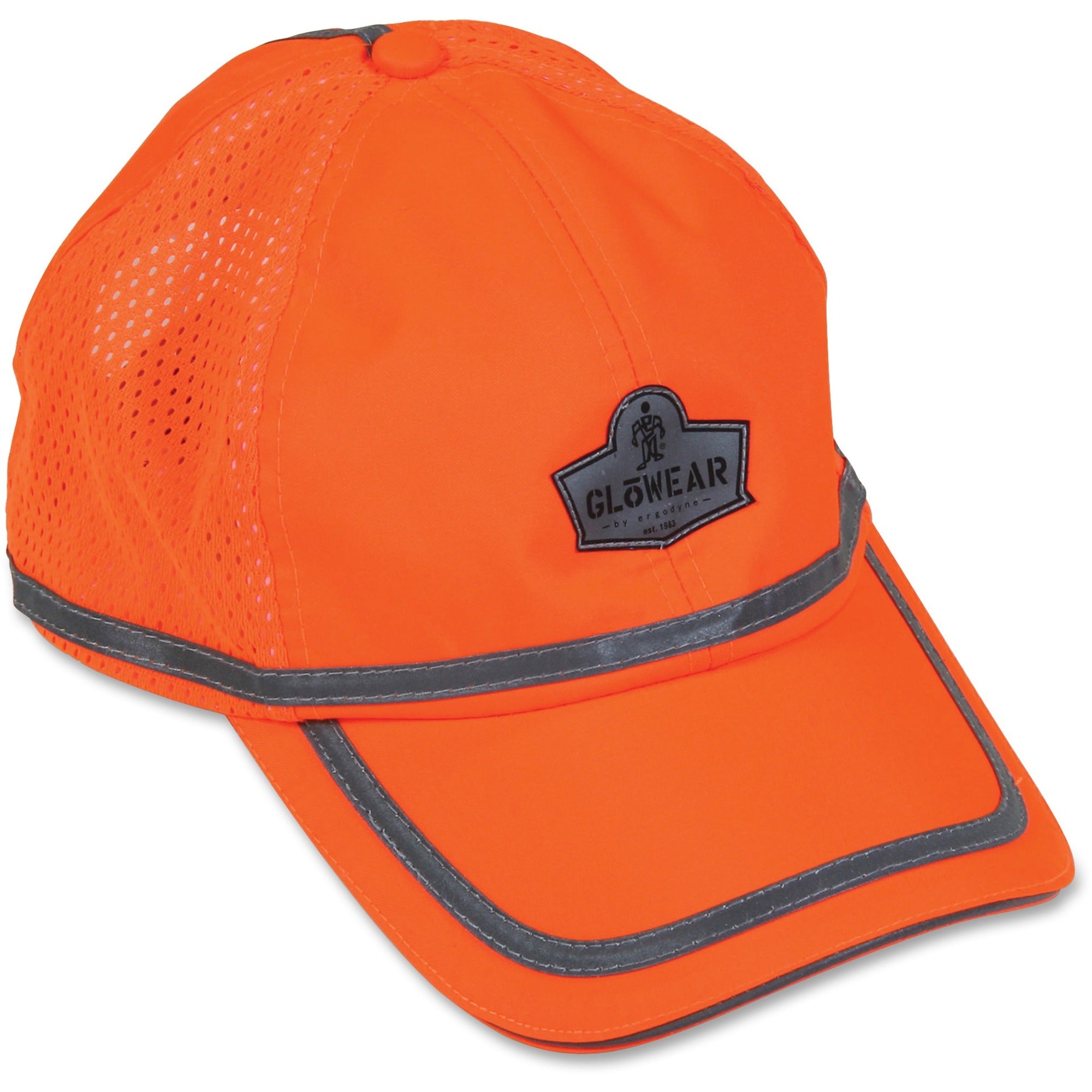 Ergodyne GloWear 8930 Class 2 Hi-Vis Baseball Cap, Polyester, Orange, Mesh Vent, Retroreflective Stripe, ANSI Compliant, 1 Each