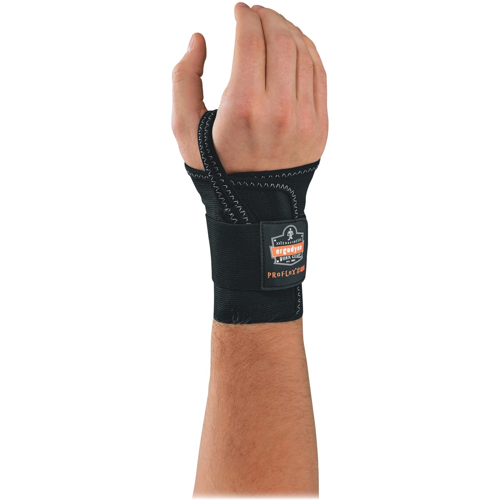 Ergodyne ProFlex 4000 Single-Strap Wrist Support, Right Handed, Extra Large, Black, 1 Each