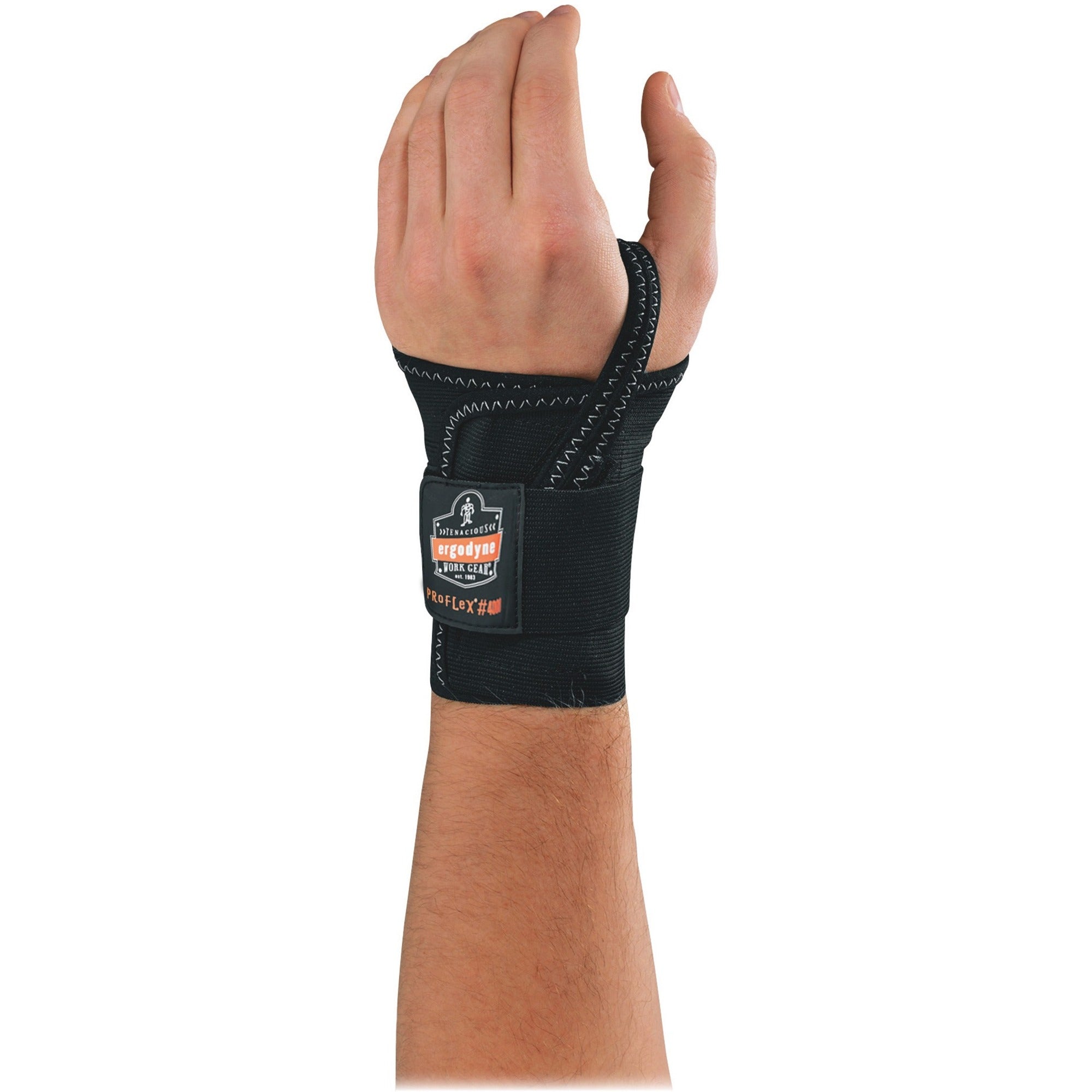 Ergodyne ProFlex 4000 Single-Strap Wrist Support, Left Handed, Extra Large, Black, 1 Each