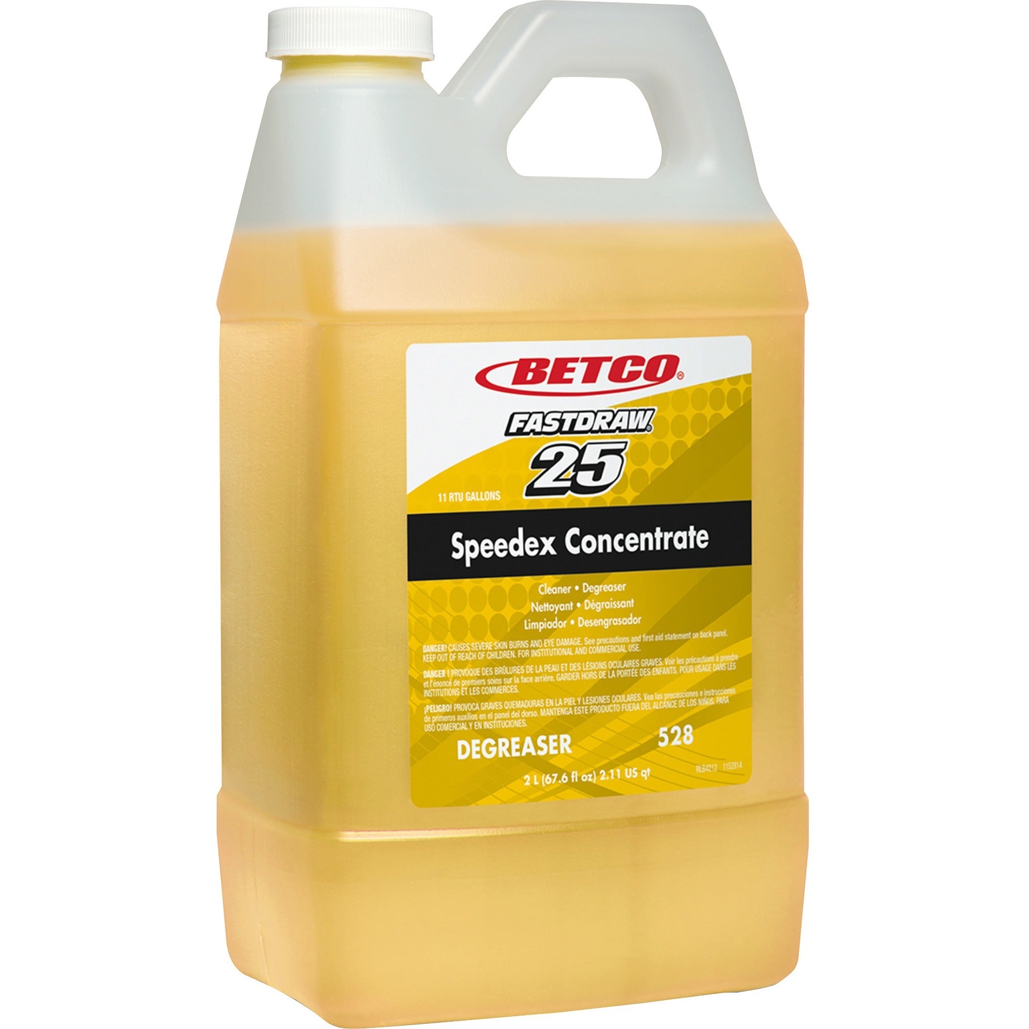 Betco Speedex FastDraw 25 Concentrate Heavy-Duty Degreaser, Lemon Scent, Light Amber, 67.6 fl oz (2.1 quart), 1 Each