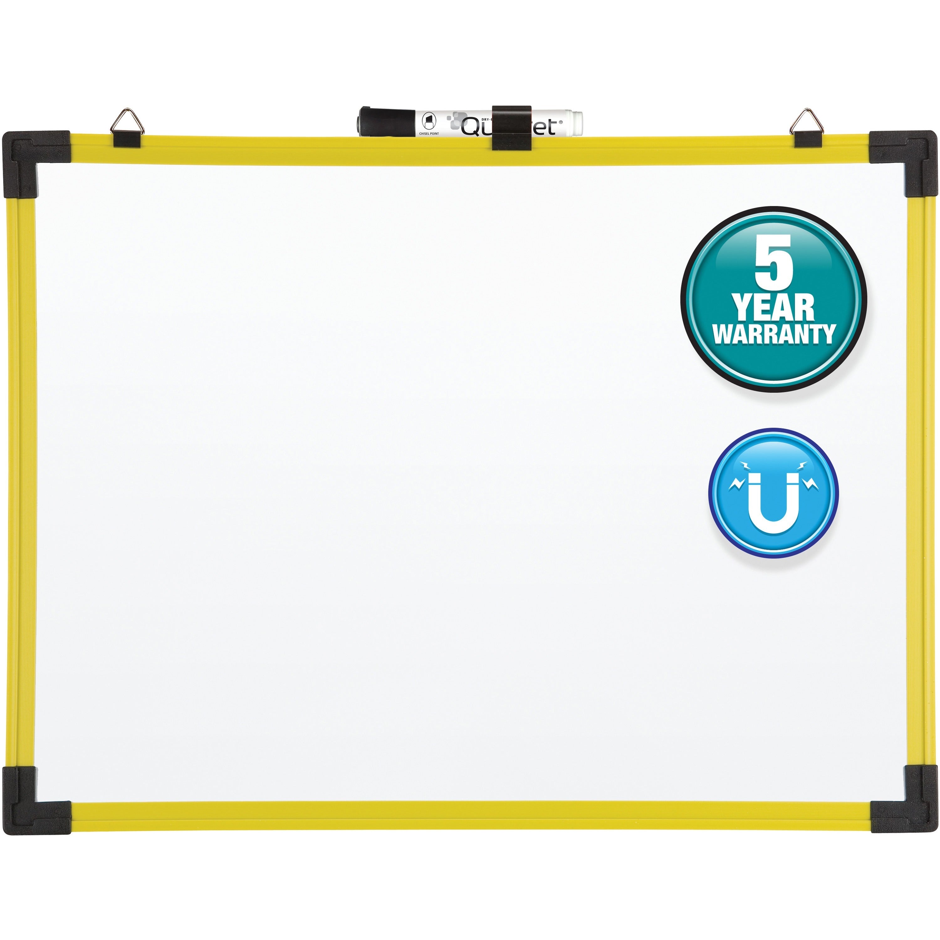 Quartet Industrial Magnetic Whiteboard, 72" x 48", White Painted Steel Surface, Bright Yellow Aluminum Frame, Rectangle, Horizontal, Magnetic, 1 Each