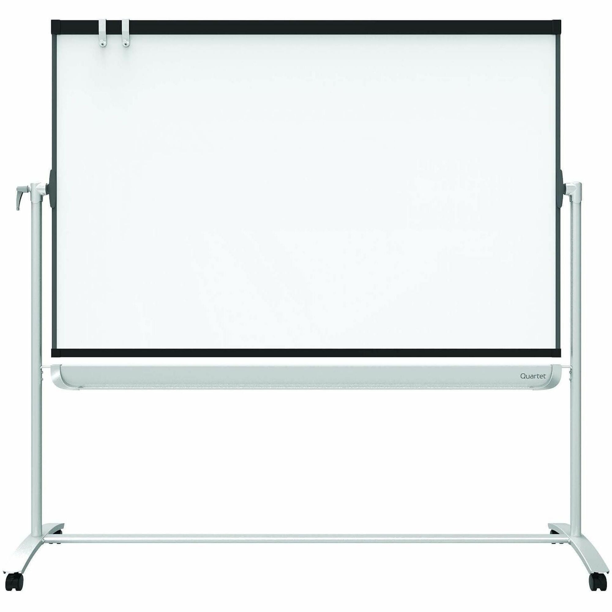 Quartet Prestige 2 Mobile Presentation Easel, 72" x 48", White Painted Steel Surface, Graphite Frame, Magnetic, Reversible, Includes Flip Chart Holder, 1 Each