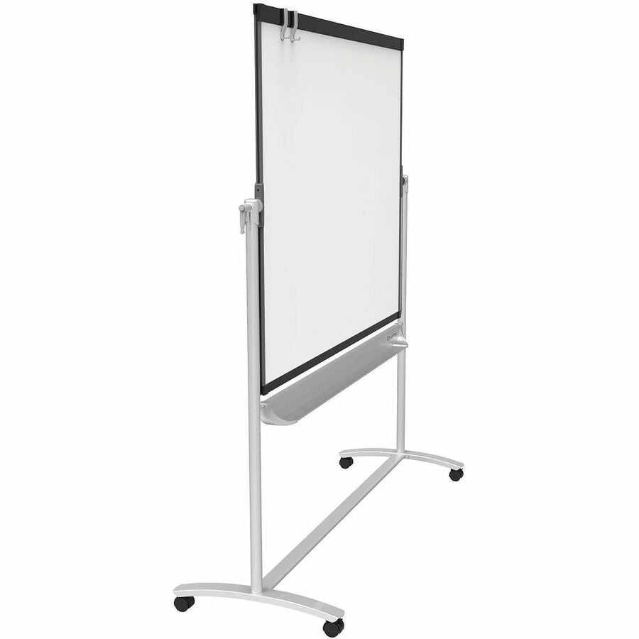 Quartet Prestige 2 Mobile Presentation Easel, 72" x 48", White Painted Steel Surface, Graphite Frame, Magnetic, Reversible, Includes Flip Chart Holder, 1 Each