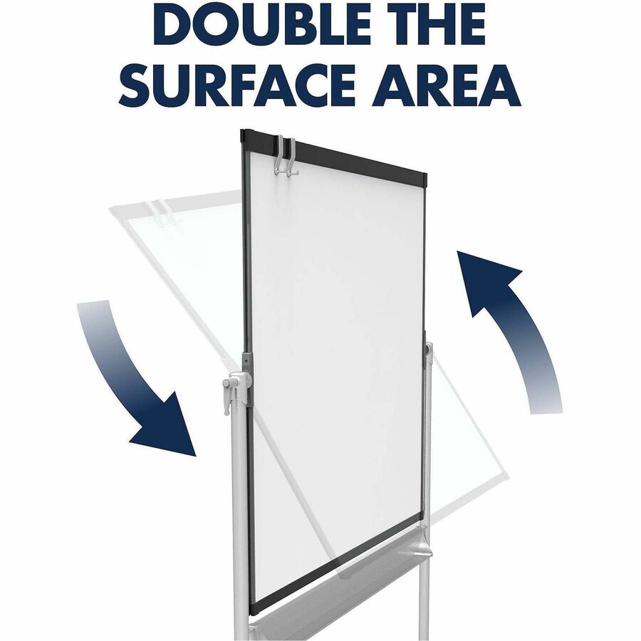 Quartet Prestige 2 Mobile Presentation Easel, 72" x 48", White Painted Steel Surface, Graphite Frame, Magnetic, Reversible, Includes Flip Chart Holder, 1 Each