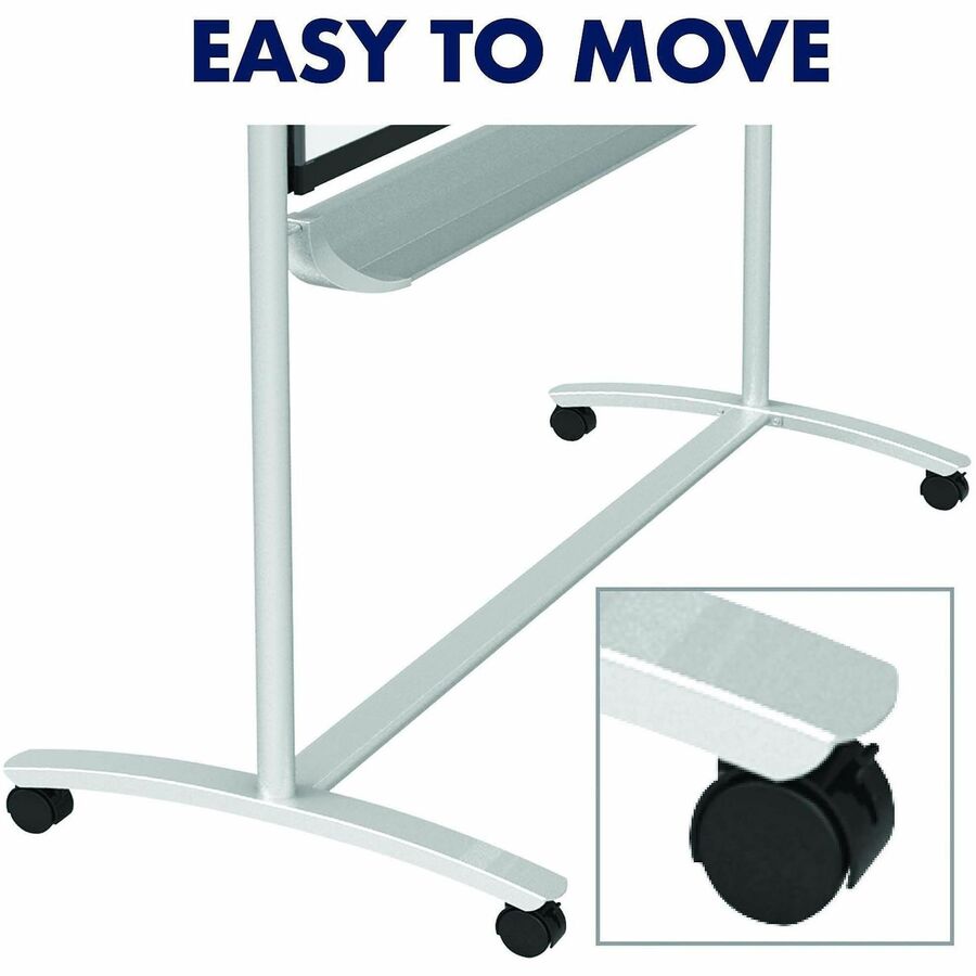 Quartet Prestige 2 Mobile Presentation Easel, 72" x 48", White Painted Steel Surface, Graphite Frame, Magnetic, Reversible, Includes Flip Chart Holder, 1 Each
