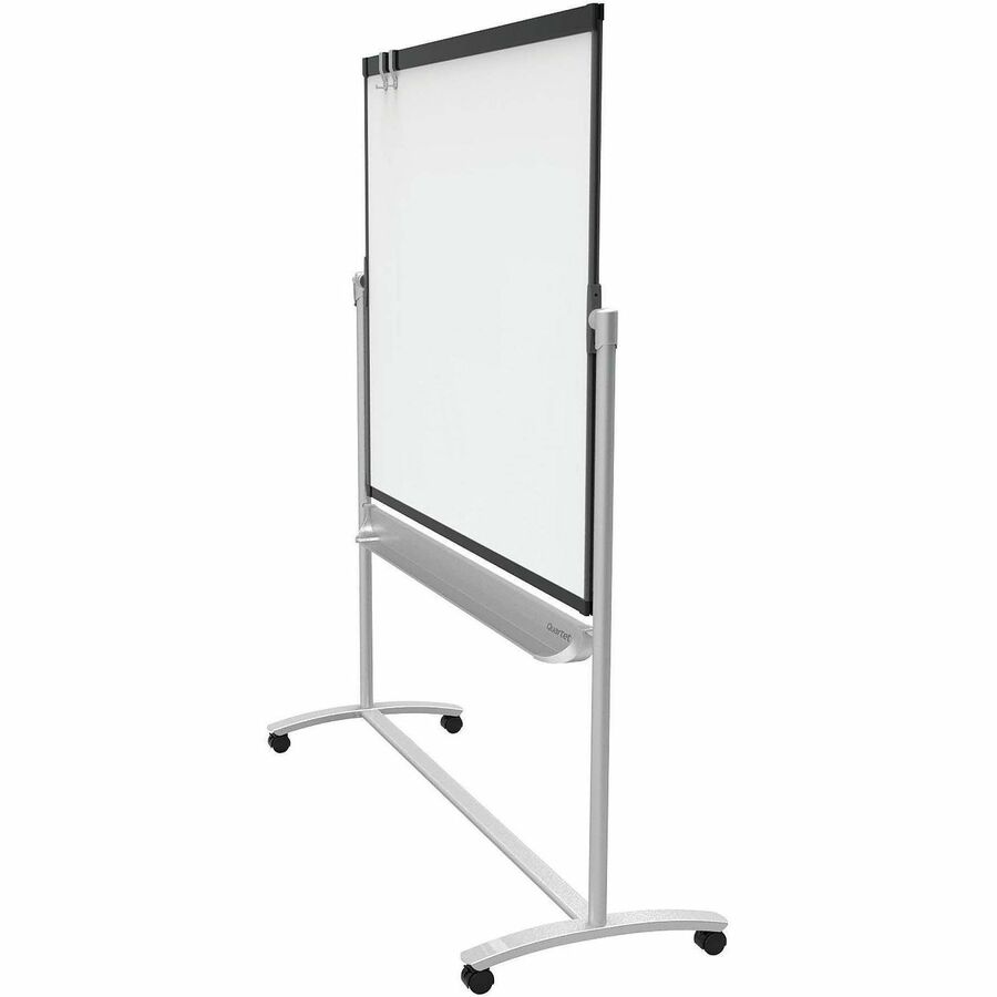 Quartet Prestige 2 Mobile Presentation Easel, 72" x 48", White Painted Steel Surface, Graphite Frame, Magnetic, Reversible, Includes Flip Chart Holder, 1 Each