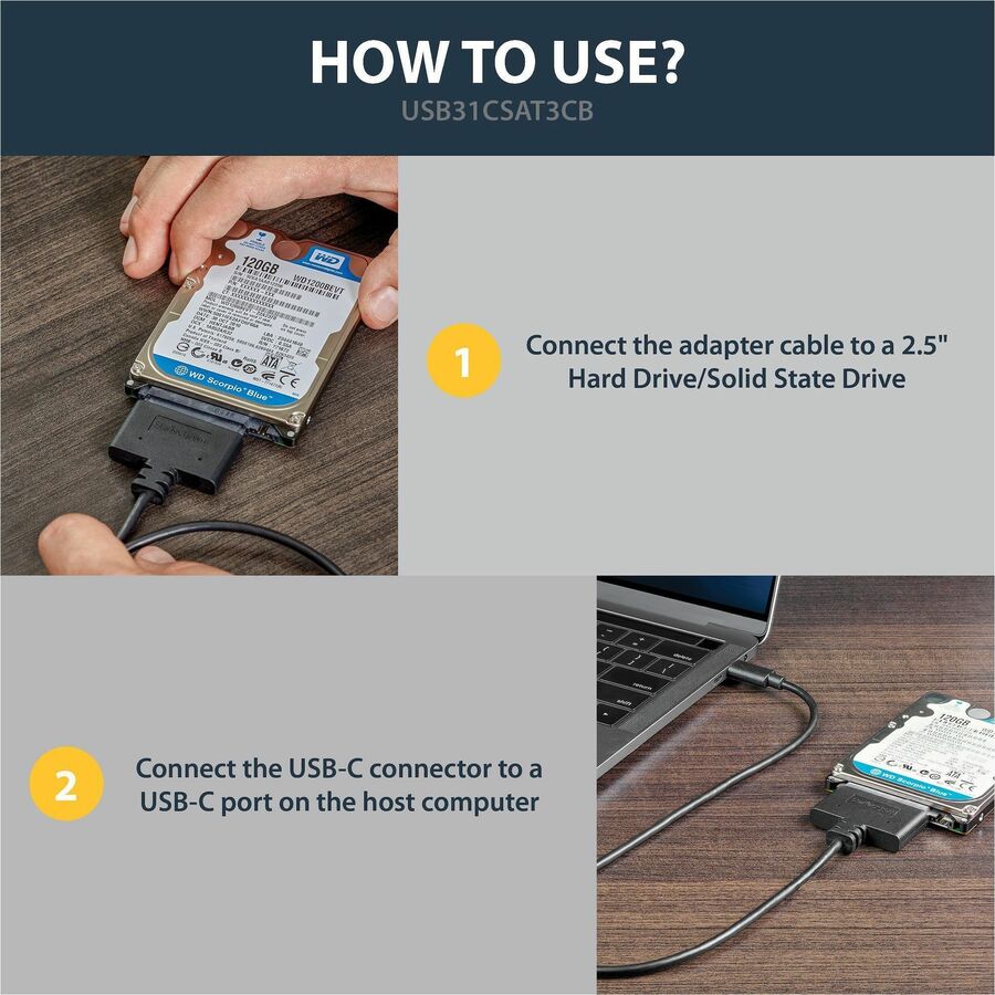 StarTech.com USB 3.1 (10Gbps) Adapter Cable for 2.5" SATA Drives - USB-C