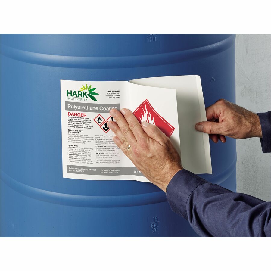 8 1/2" Width x 11" Length - Permanent Adhesive - Rectangle - Laser - Matte - White - Film - Water Resistant - Permanent Adhesive, Chemical Resistant, Abrasion Resistant, Temperature Resistant - 1 / Sheet - 50 Total Sheets - 50 Total Label(s) - 50 / Box