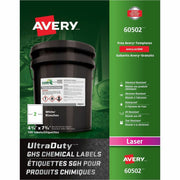 Avery&reg; UltraDuty™ GHS Chemical Labels 4¾" x 7¾" , Permanent Adhesive, for Laser Printers