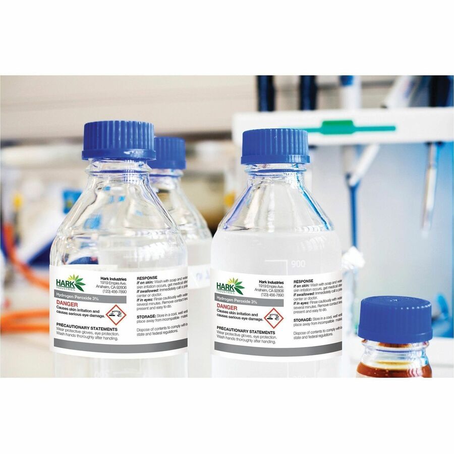 2" Width x 4" Length - Permanent Adhesive - Rectangle - Laser - Matte - White - Film - Water Resistant - Permanent Adhesive, Chemical Resistant, Abrasion Resistant, Temperature Resistant - 10 / Sheet - 50 Total Sheets - 500 / Box