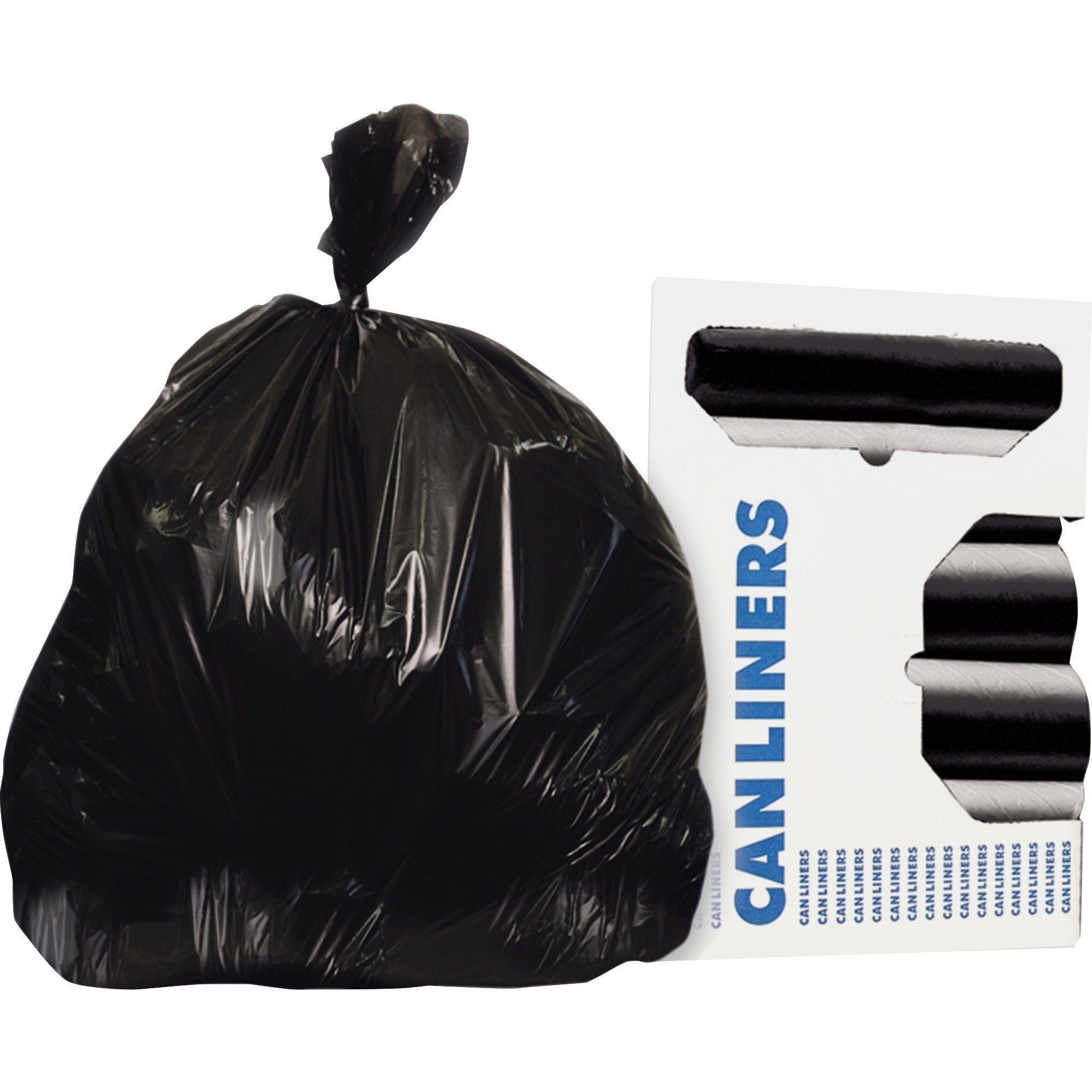 Heritage AccuFit 1.3mil Black Can Liners, 23 gal, 75 lb Capacity, 45" x 28", 25/Roll, 8 Rolls/Carton