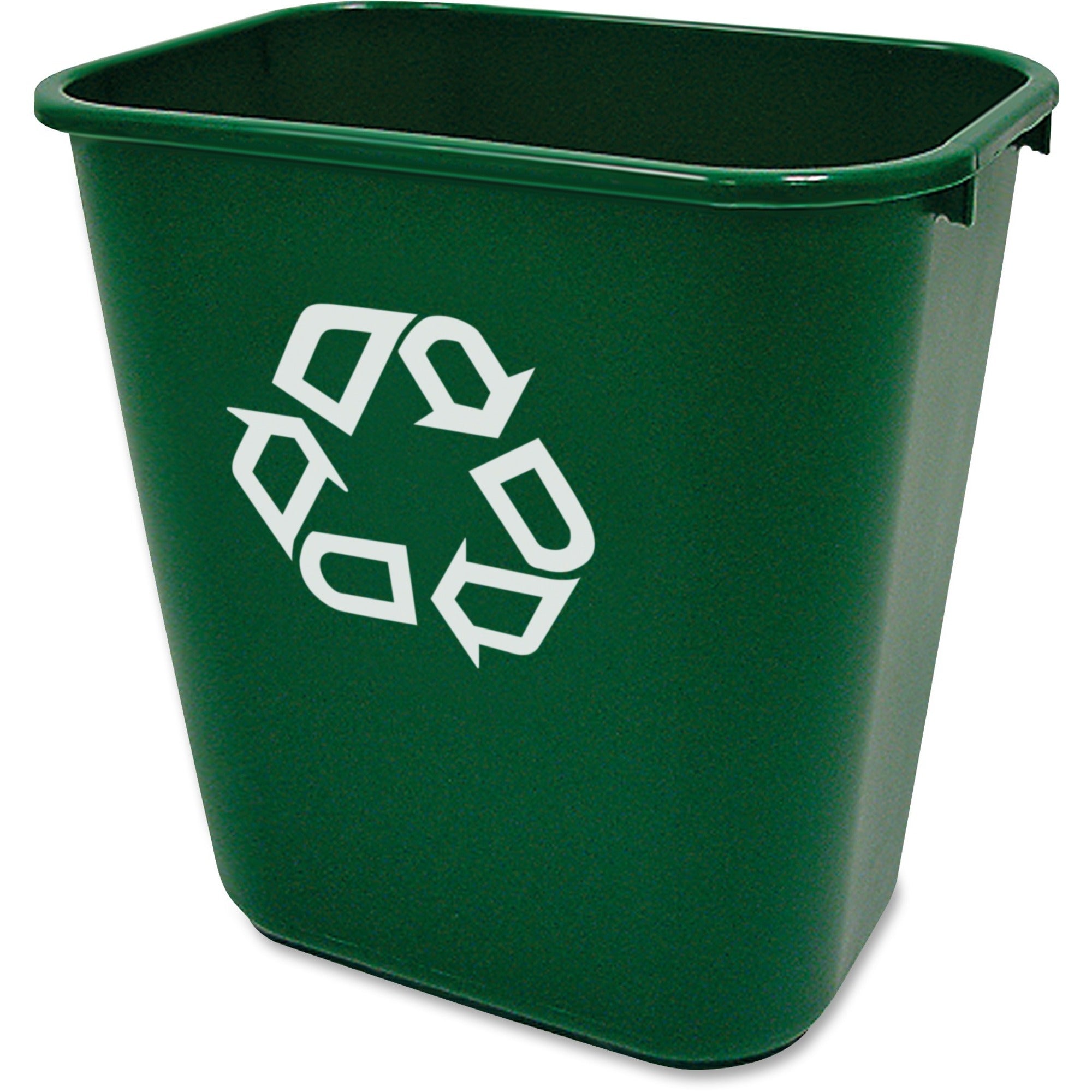 Rubbermaid Commercial Deskside Recycling Container, 7.03 Gallon, Rectangular, 15" x 10.2", Green Plastic, 12 per Carton