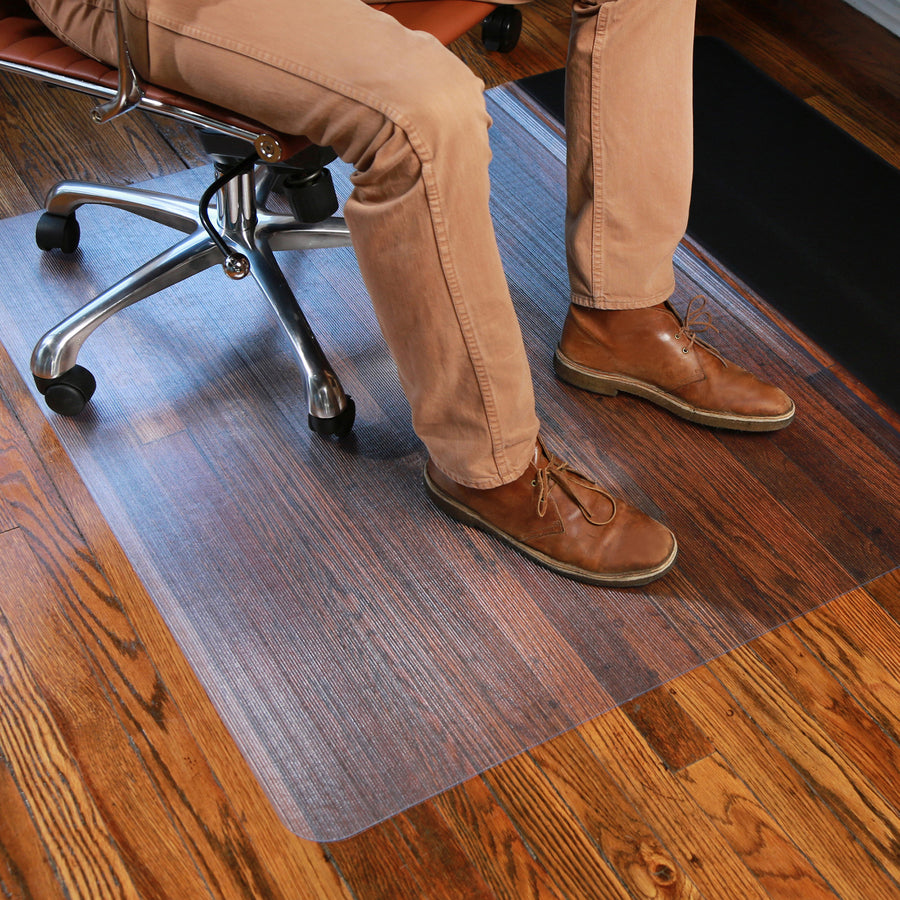 Hard Floor, Carpeted Floor - 53" Length x 45" Width - Rectangular - Clear, Black - 1 Each
