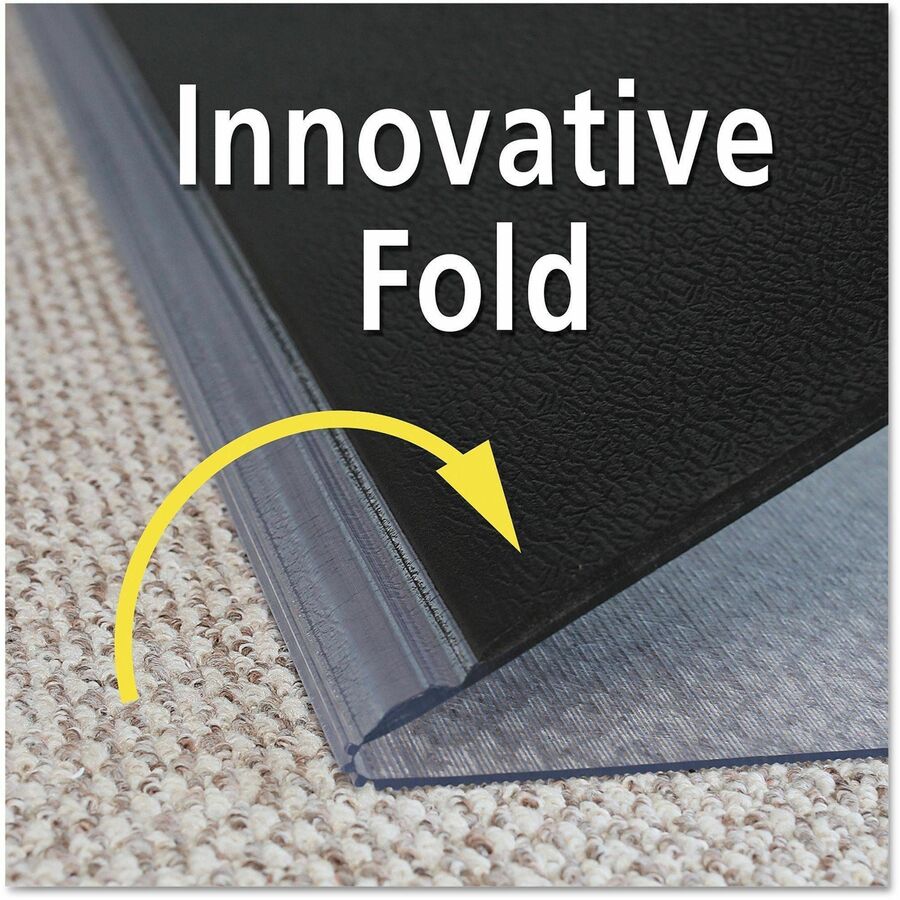 Hard Floor, Carpeted Floor - 53" Length x 45" Width - Rectangular - Clear, Black - 1 Each