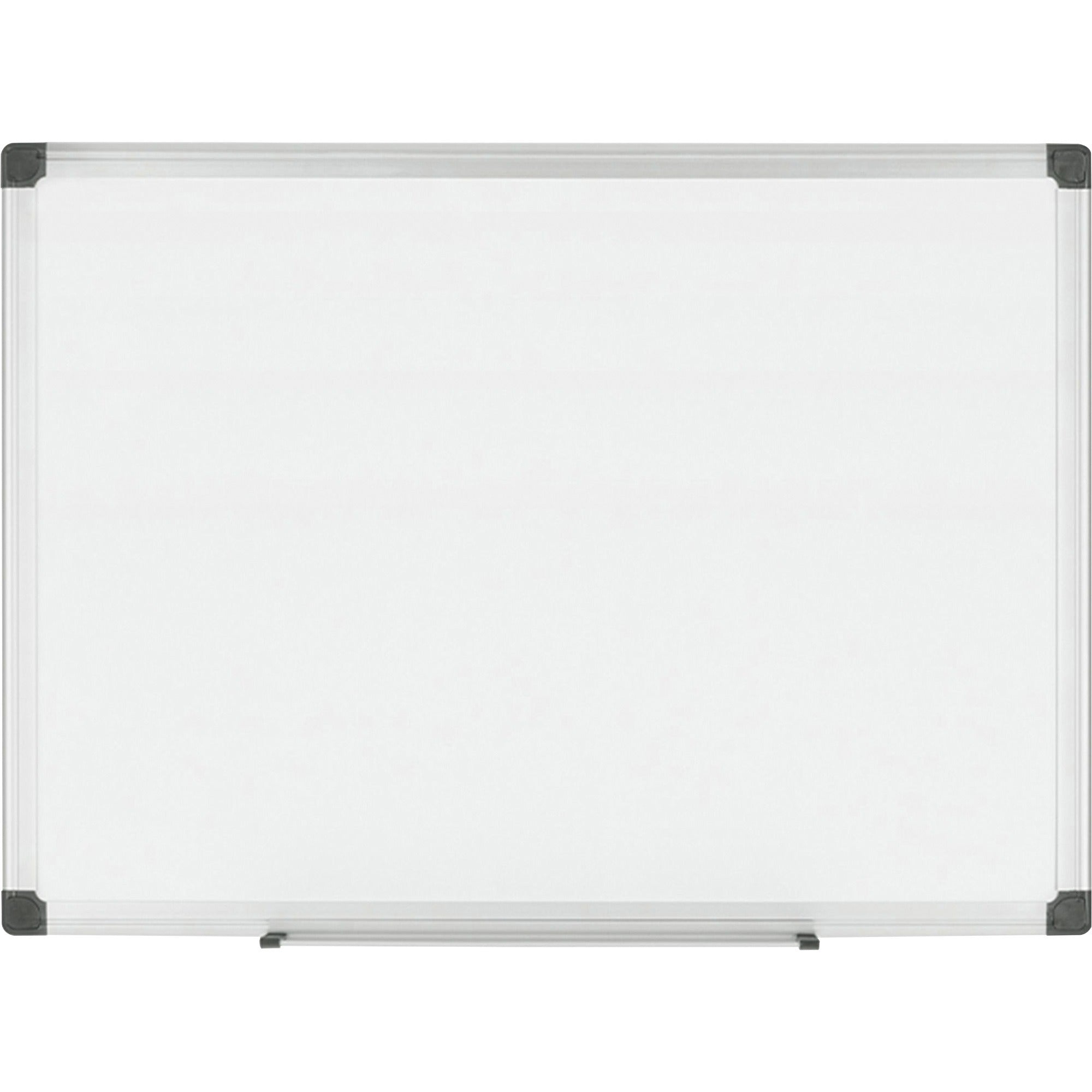 MasterVision Maya Series Magnetic Dry-Erase Board, 36" x 24", White Porcelain Surface, Silver Aluminum Frame, Magnetic, Stain and Scratch Resistant, Accessory Tray Included, 1 Each