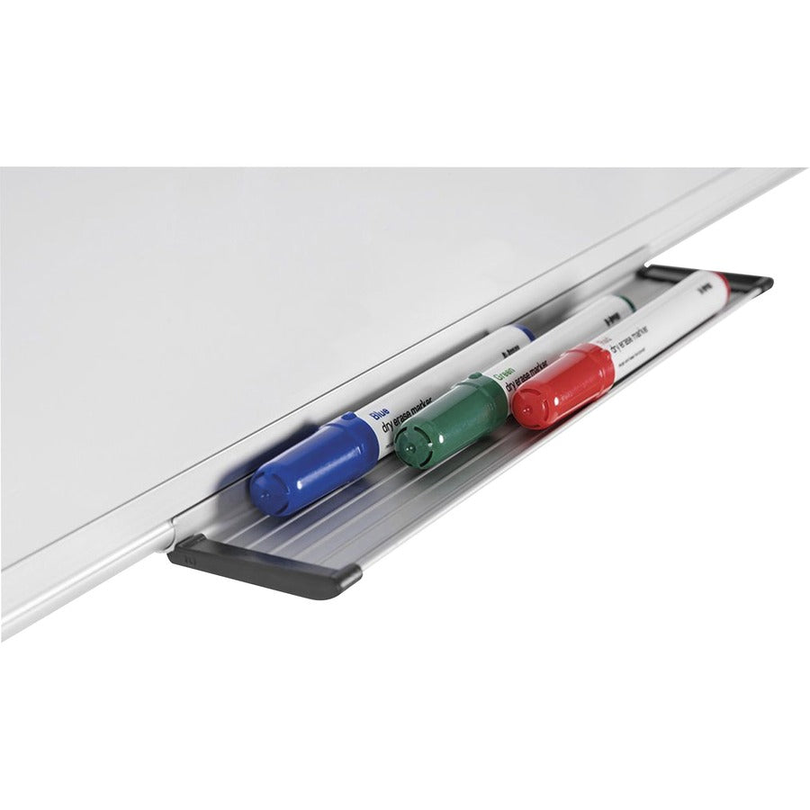 MasterVision Maya Series Magnetic Dry-Erase Board, 36" x 24", White Porcelain Surface, Silver Aluminum Frame, Magnetic, Stain and Scratch Resistant, Accessory Tray Included, 1 Each