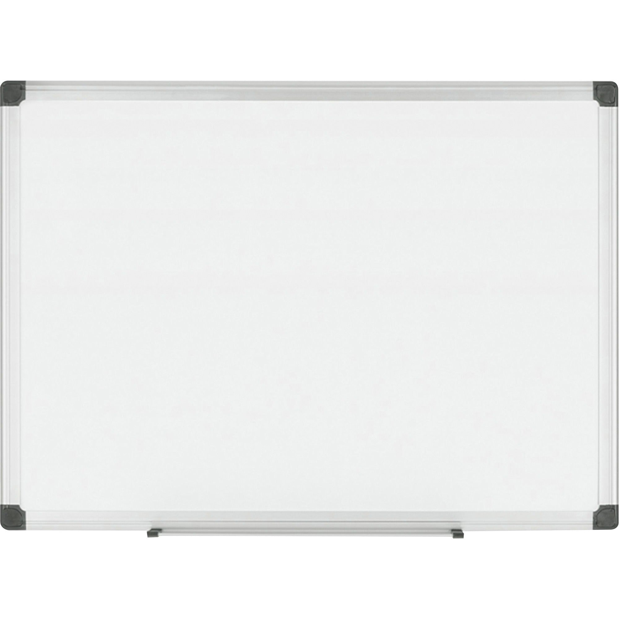 MasterVision Maya Series Magnetic Dry-Erase Board, 48" x 36", White Porcelain Surface, Silver Aluminum Frame, Magnetic, Accessory Tray, Stain and Scratch Resistant, Ghost Resistant, 1 Each