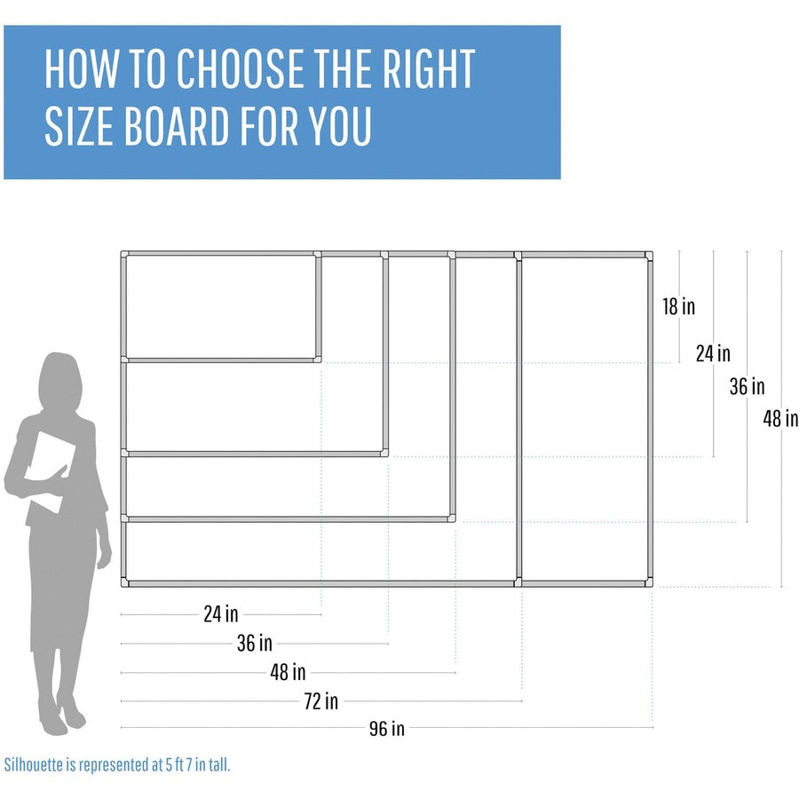 MasterVision Maya Series Magnetic Dry-Erase Board, 48" x 36", White Porcelain Surface, Silver Aluminum Frame, Magnetic, Accessory Tray, Stain and Scratch Resistant, Ghost Resistant, 1 Each