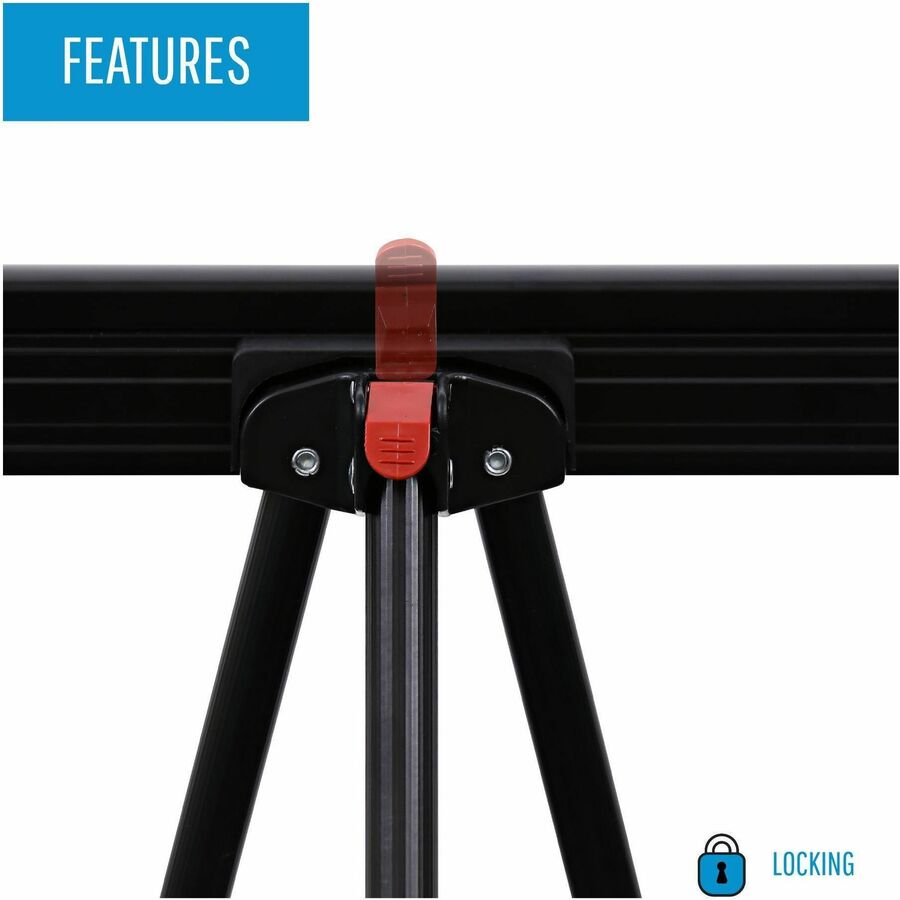 MasterVision 3-leg Display Easel, 63" Height, 28.5" Width, 32" Depth, 25 lb Load Capacity, Adjustable, Tabletop or Floor, Metal/Aluminum/Plastic, Black, 1 Each