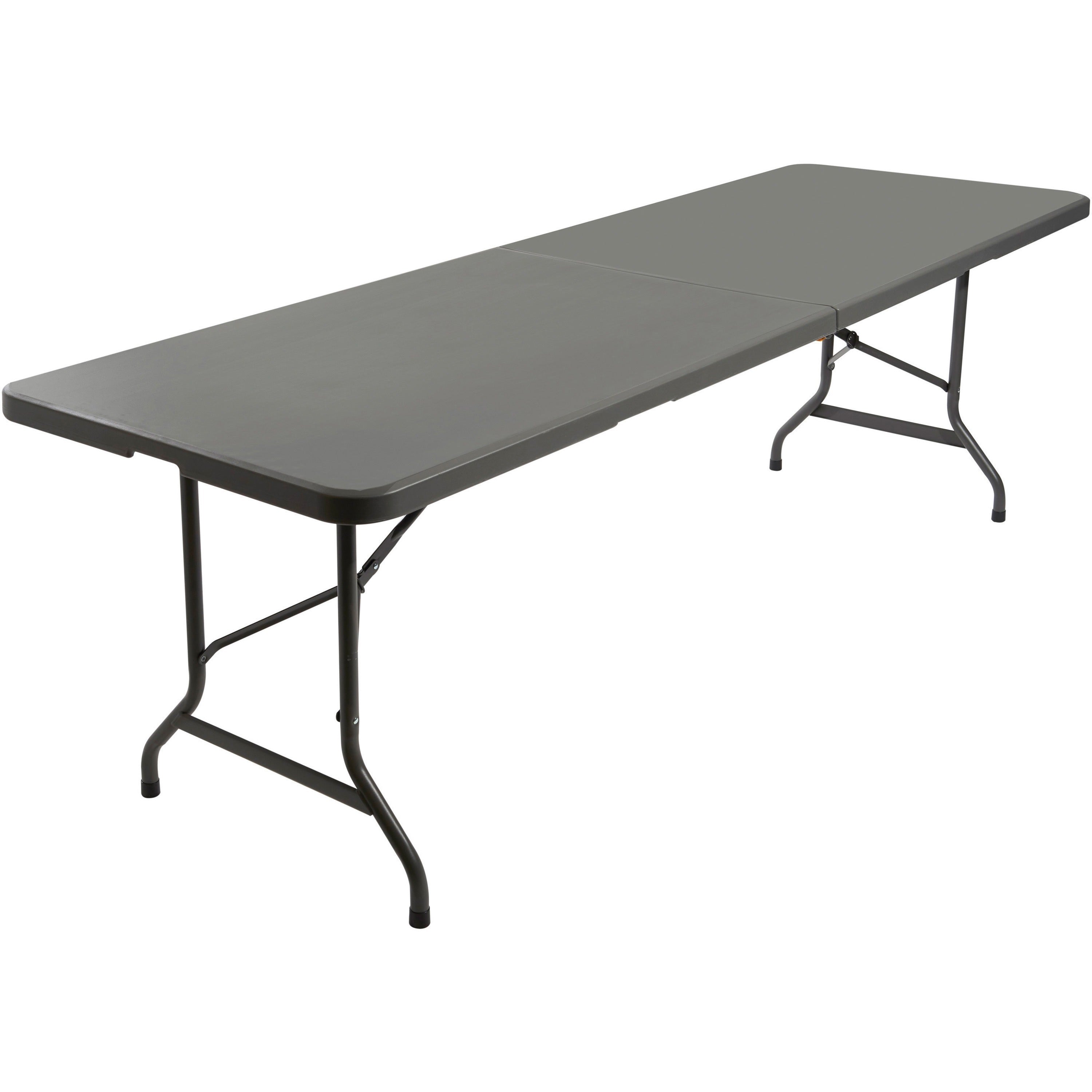 Iceberg IndestrucTable TOO Bifold Table, Rectangle, Height Adjustable, 96" x 30" x 2", 29" High, Charcoal, Powder Coated, Tubular Steel, HDPE Top, 1 Each