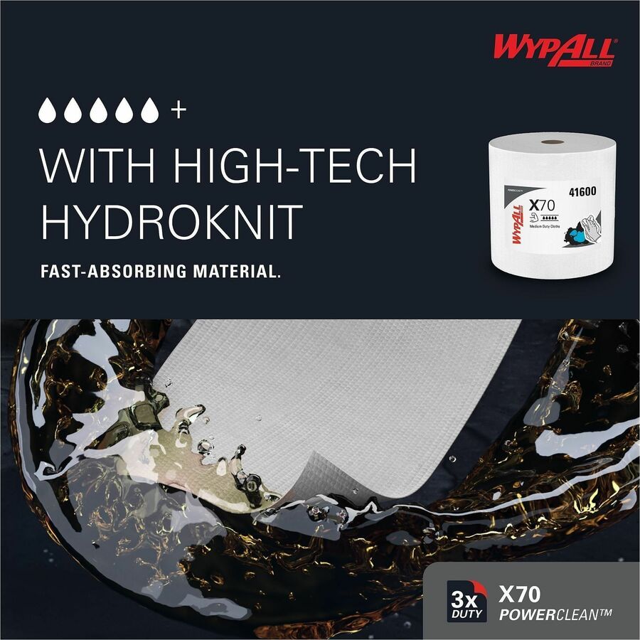 12.50" Width x 12.20" Length - 870 Sheets/Roll - White - Hydroknit - 1 Carton