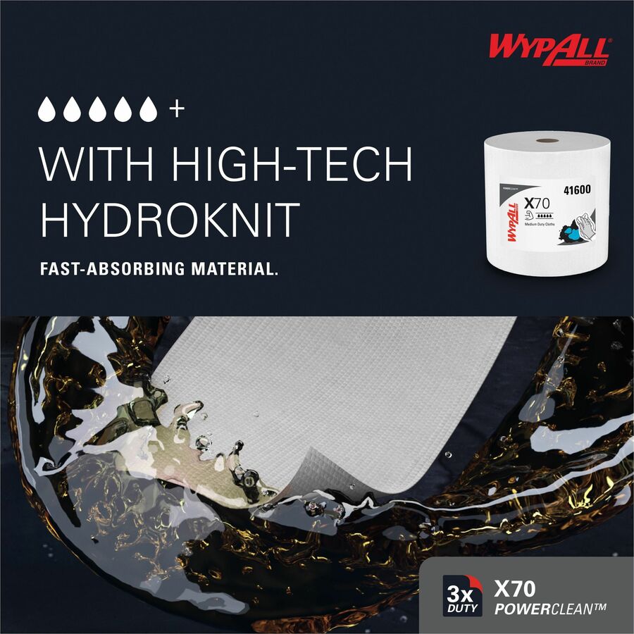 12.50" Width x 12.20" Length - 870 Sheets/Roll - White - Hydroknit - 1 Carton