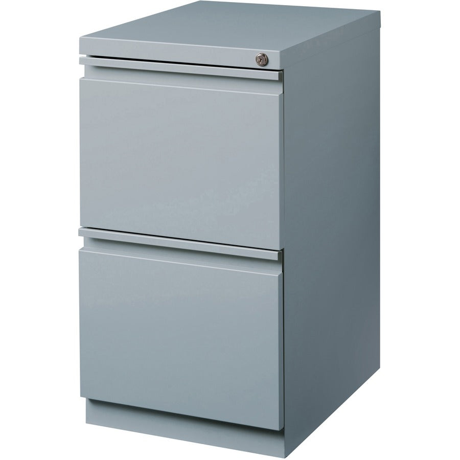 Lorell 20" File/File Mobile File Cabinet with Full-Width Pull - 15" Width x 19.9" Depth x 27.7" Height - 2 x Drawer(s) for File - Letter - Vertical - Ball-bearing Suspension, Drawer Extension, Durable, Recessed Drawer - Gray - Steel - Recycled