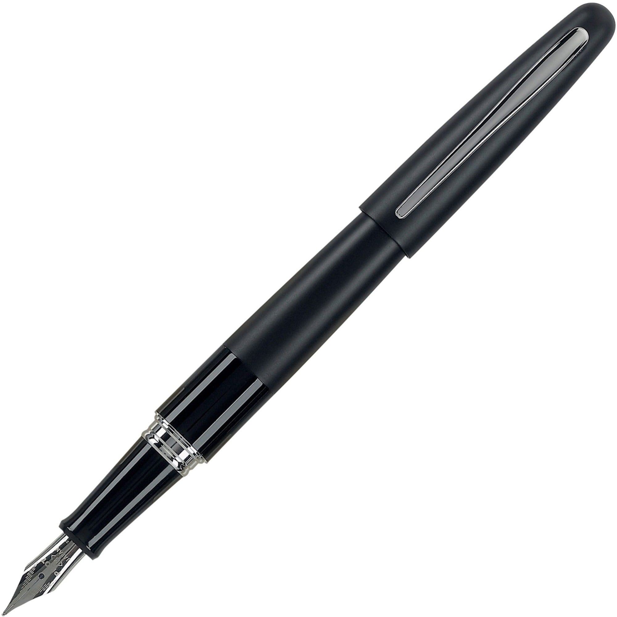Medium Pen Point - Refillable - Black Ink - Black Brass Barrel - Stainless Steel Tip - 1 Each