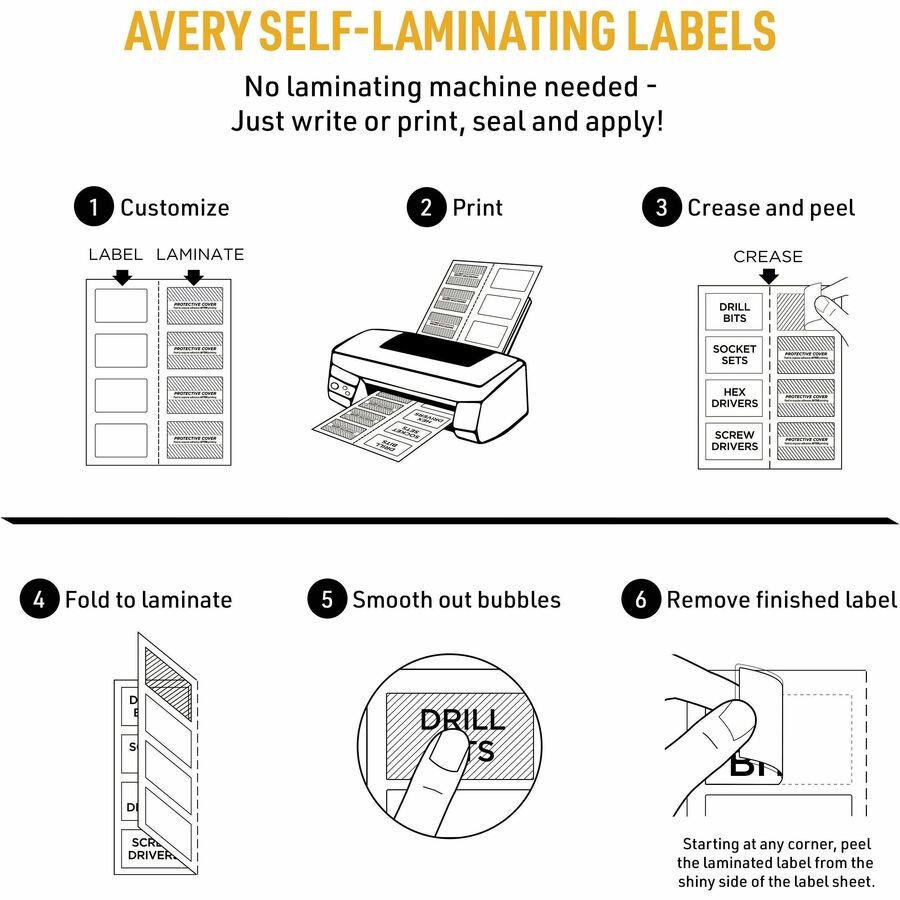 Avery&reg; Easy Align ID Label - 2 5/16" Width x 3 5/16" Length - Permanent Adhesive - Rectangle - Inkjet, Laser - White - Film - 4 / Sheet - 25 Total Sheets - 100 Total Label(s) - 25 / Pack