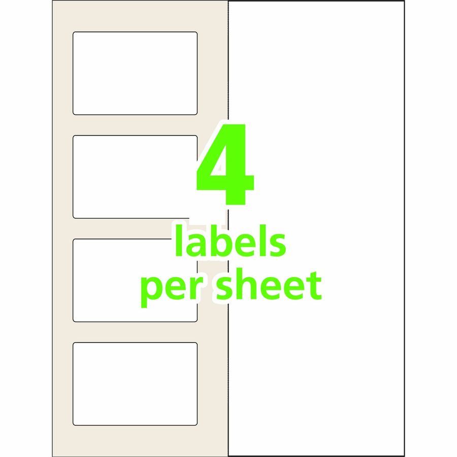 Avery&reg; Easy Align ID Label - 2 5/16" Width x 3 5/16" Length - Permanent Adhesive - Rectangle - Inkjet, Laser - White - Film - 4 / Sheet - 25 Total Sheets - 100 Total Label(s) - 25 / Pack