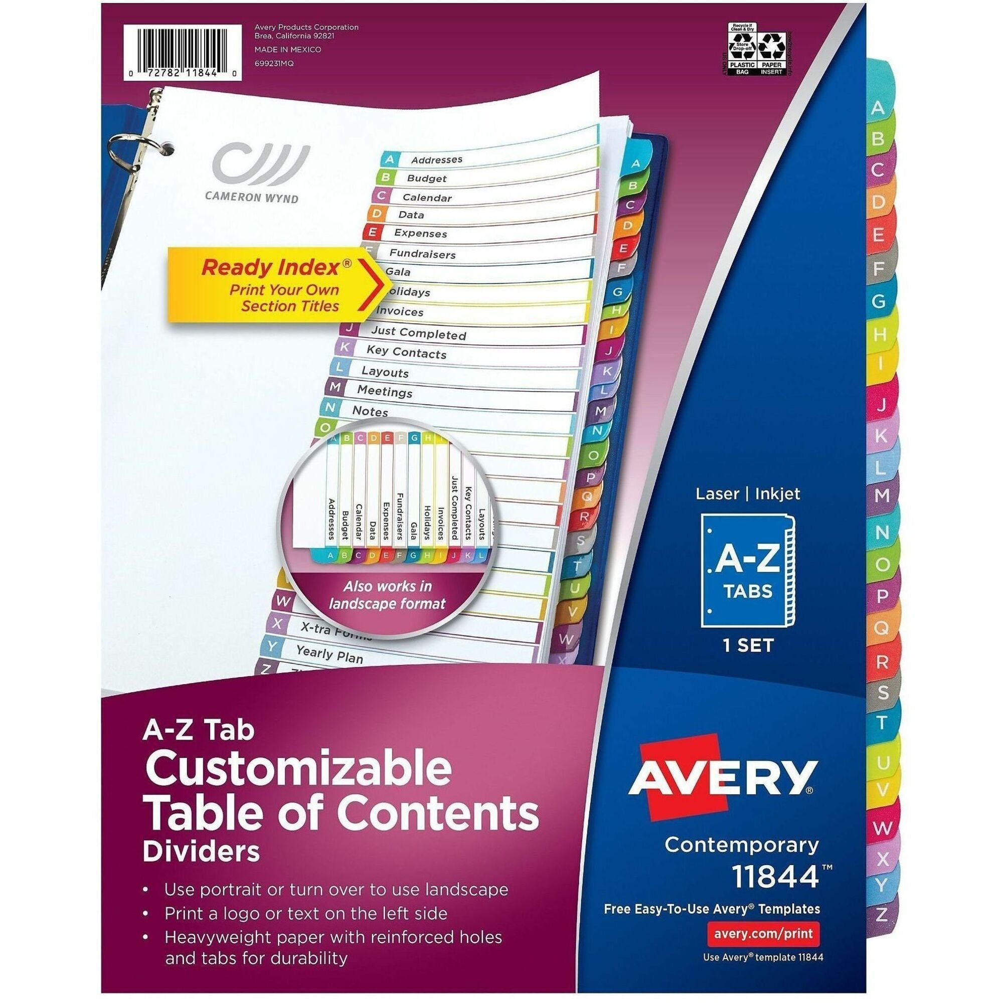 Avery A-Z Dividers, 26 Tabs, Ready Index, Arched Tabs (11844)