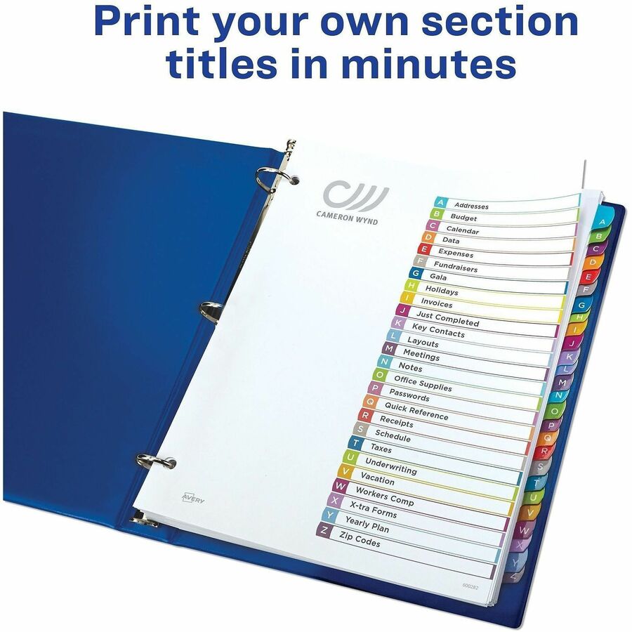 Avery A-Z Dividers, 26 Tabs, Ready Index, Arched Tabs (11844)