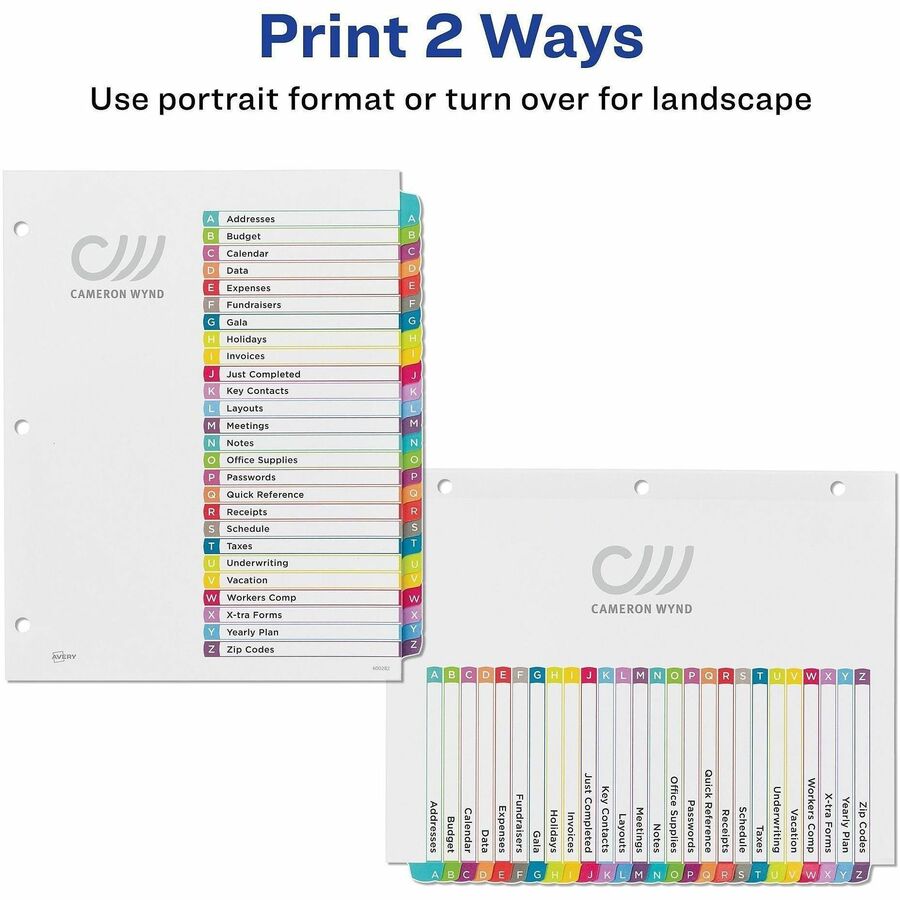 Avery A-Z Dividers, 26 Tabs, Ready Index, Arched Tabs (11844)