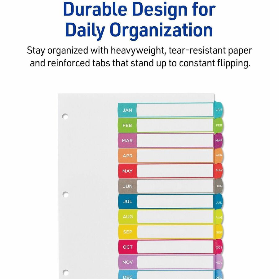 Avery Jan-Dec Dividers, 12 Tabs, Ready Index, Arched Tabs (11847)