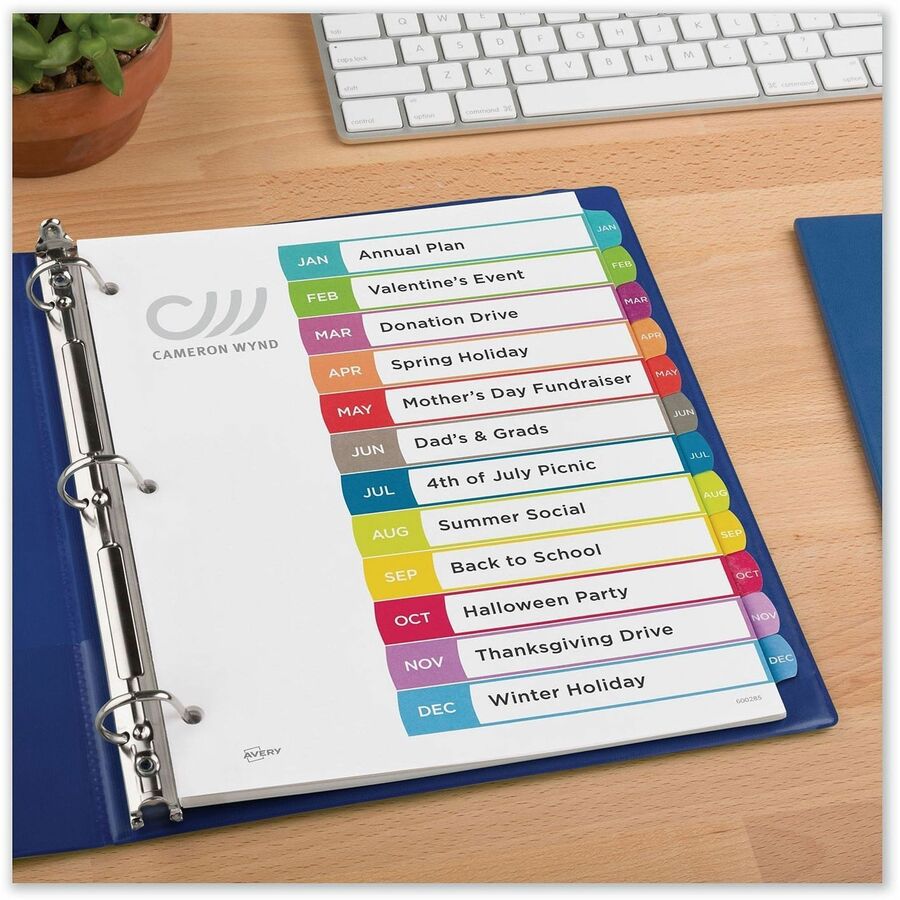 Avery Jan-Dec Dividers, 12 Tabs, Ready Index, Arched Tabs (11847)