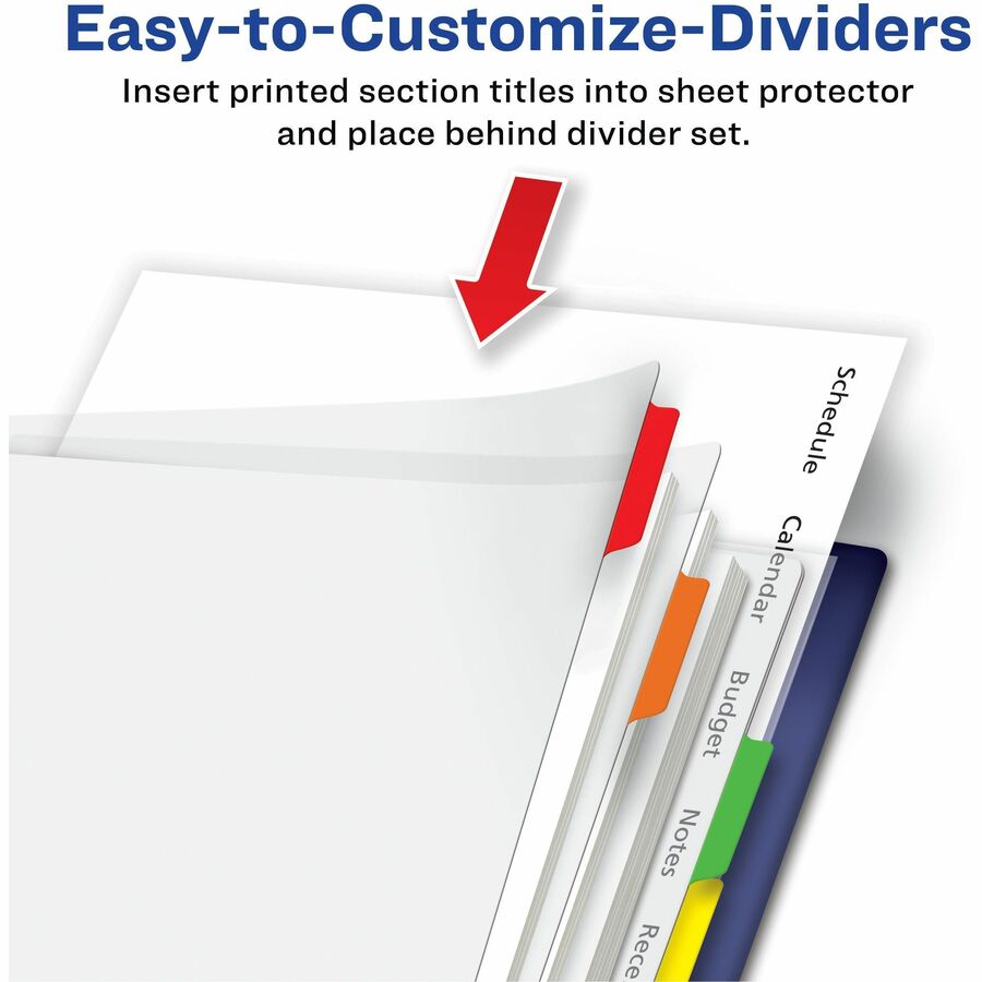8 x Divider(s) - 8 - 8 Tab(s)/Set - 8.5" Divider Width x 11" Divider Length - 3 Hole Punched - Clear Plastic Divider - Multicolor Plastic Tab(s) - 8 / Set
